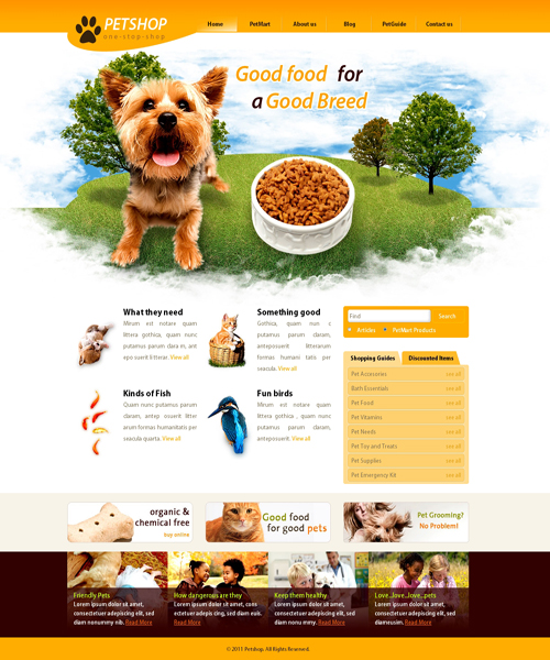 菊花色宠物店html网站模板