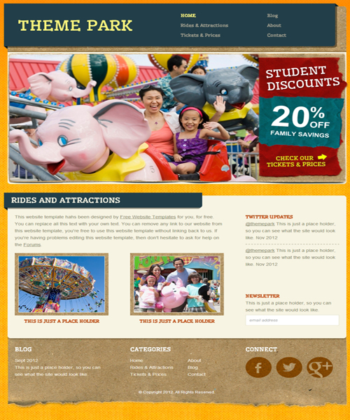 娱乐公园网站模板源码免费下载