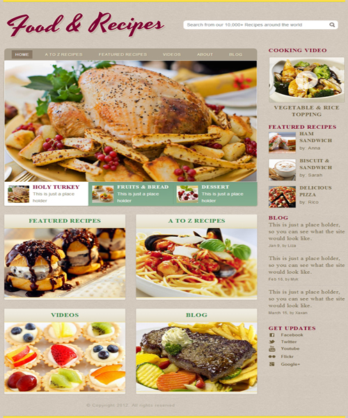 烹饪食谱html网站模板免费下载