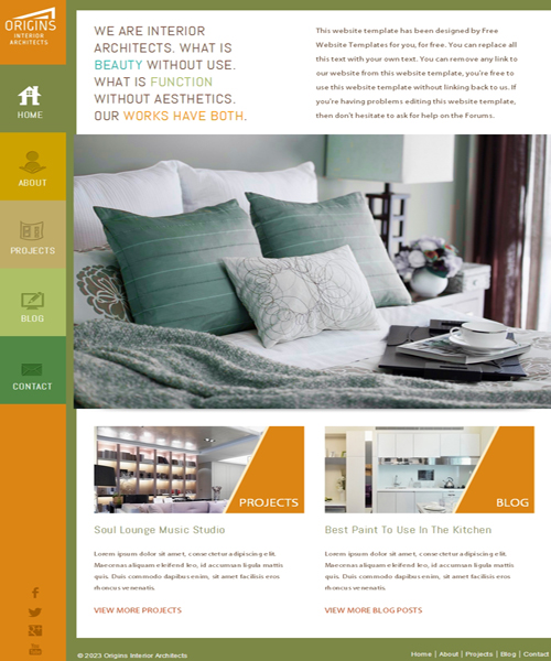 橘黄色左侧选项卡锚链html网页模板素材免费下载