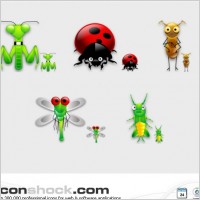 蚂蚁蝗虫蜻蜓七星瓢虫螳螂图标矢量图素材