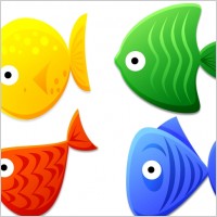 蓝色绿色红色黄色金鱼ico图标素材