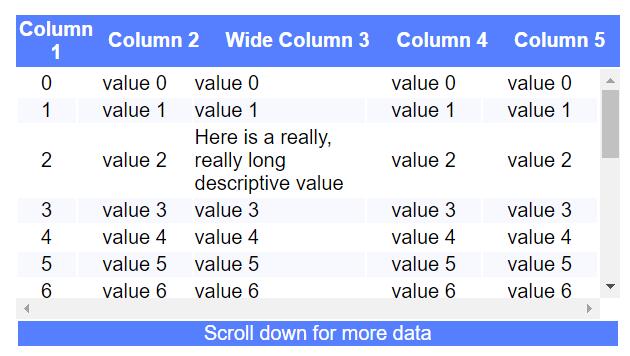  网页table表格实现头部固定效果的css div样式代码