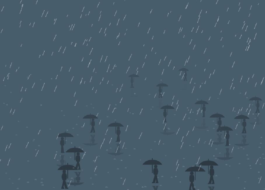 canvas绘制行人雨中打伞特效JavaScript代码