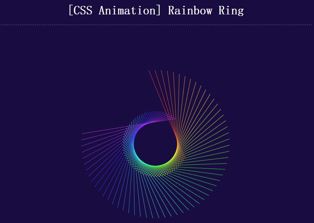 彩虹戒指动画css3旋转特效网页代码