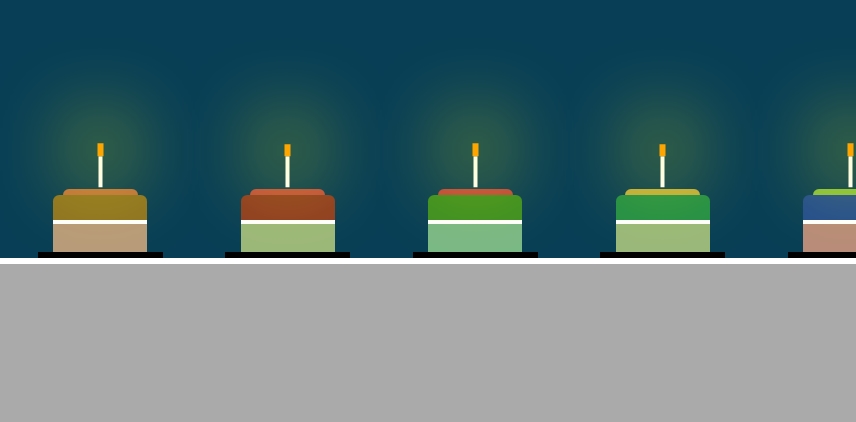 生日蛋糕图形队列从右至左循环移动特效css3样式代码