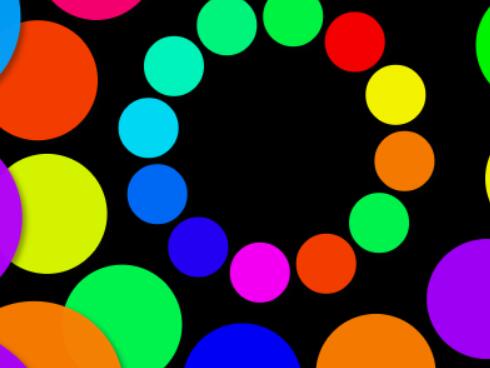 canvas彩色颗粒图形旋转动画特效JavaScript代码