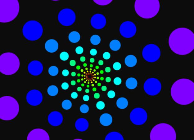 html5css3 canvas彩色圆形围成圆圈旋转特效JavaScript代码