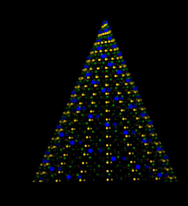 canvas画布圣诞树灯光闪闪旋转特效JavaScript代码
