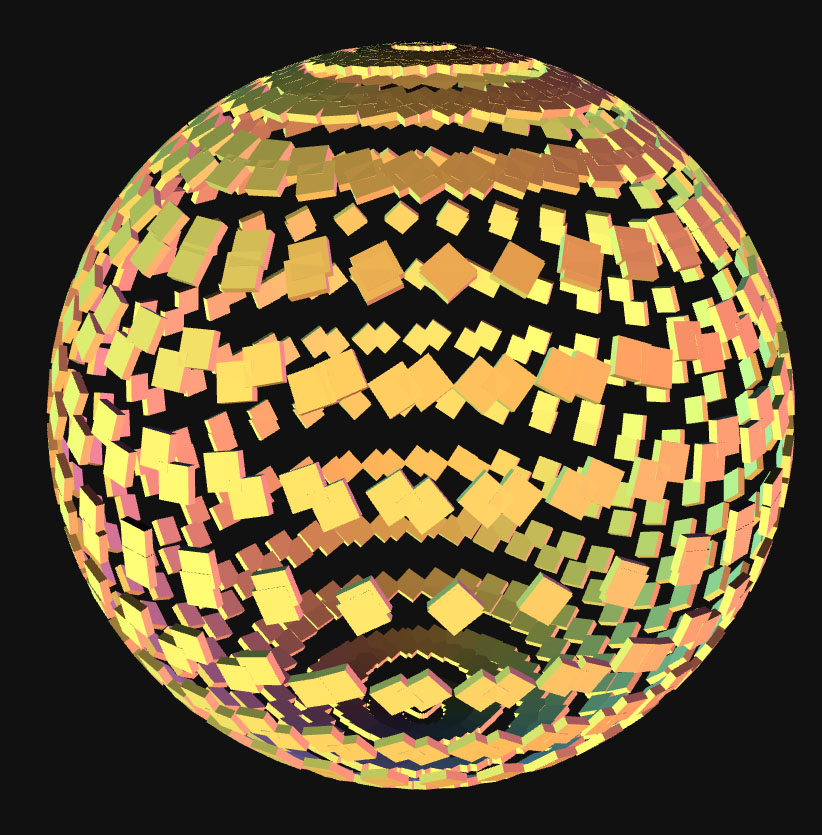html5 canvas 金块球形动画旋转特效JavaScript代码