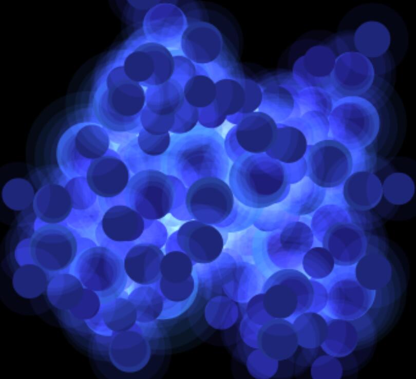 html5 canvas蓝色气泡病毒模型特效JavaScript代码
