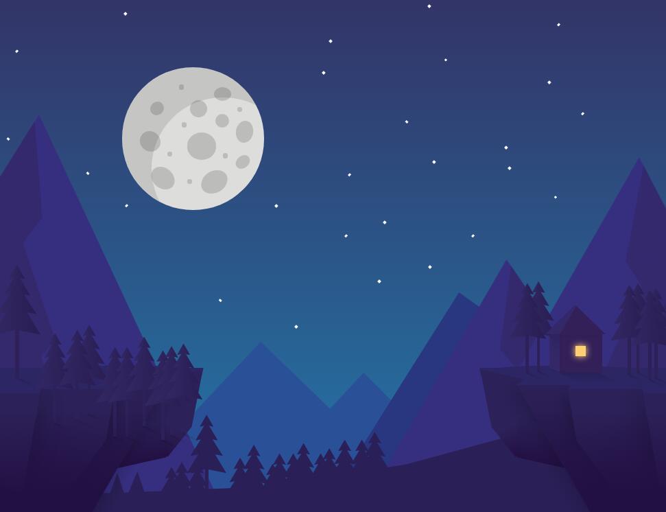 夜景月圆流星动画css3圆形样式特效代码