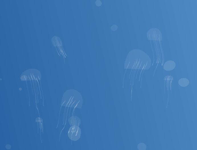 canvas画布彩色水母向上漂移动画特效js代码