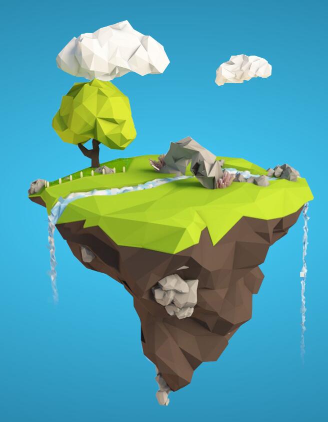 网页漂浮岛与瀑布动画css3特效样式