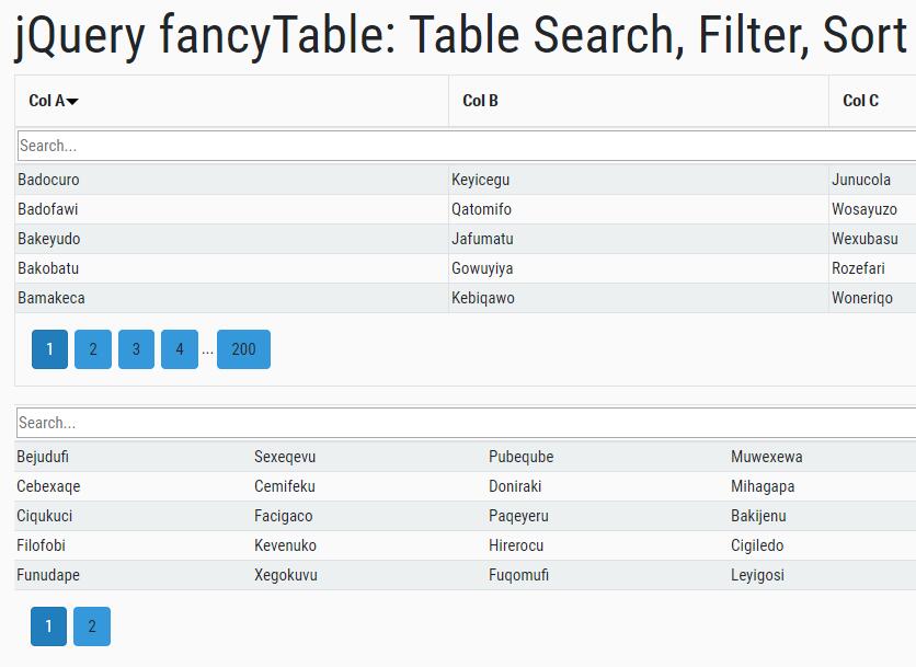 table表格具有排序功能搜索功能和分页效果的bootstrap插件