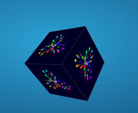 html5网站特效canvas画布绘制带色彩粒子的3d立体图形正方体旋转动画效果