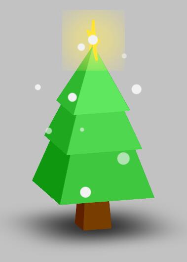 html5css3样式代码制作3d圣诞树旋转雪花飘落特效