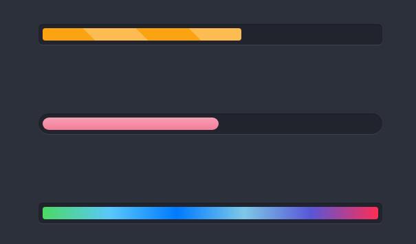 网页css3 linear-gradient属性绘制3d进度条动画特效样式代码