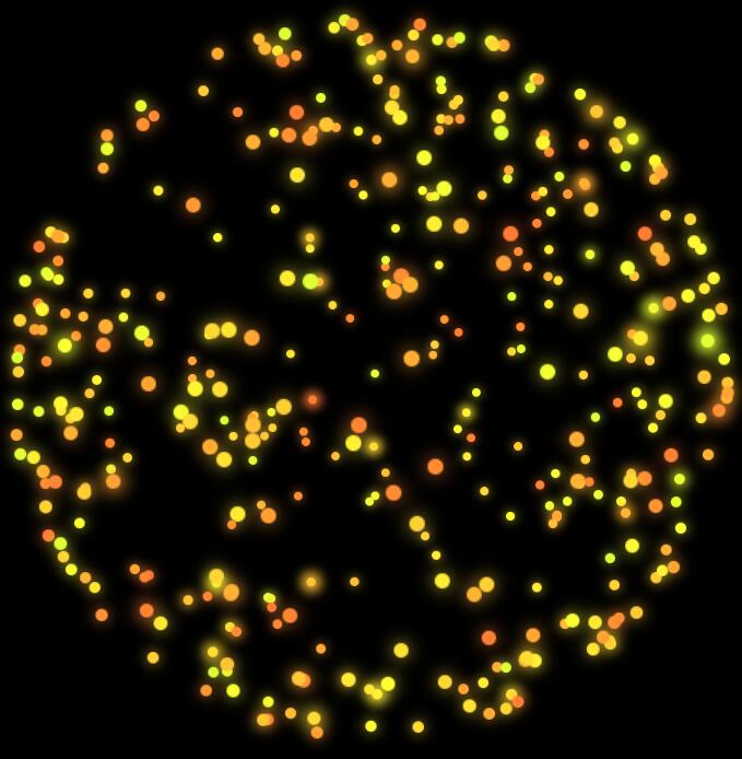 纯css3金黄色粒子闪烁围成3d立体球形视觉代码