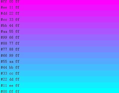 html5网页背景颜色十六进制调色板样式代码