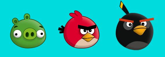divcss样式代码制作3只愤怒的小鸟可爱表情