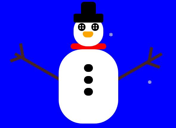 div网页制作代码绘制雪花飘落雪人动画特效