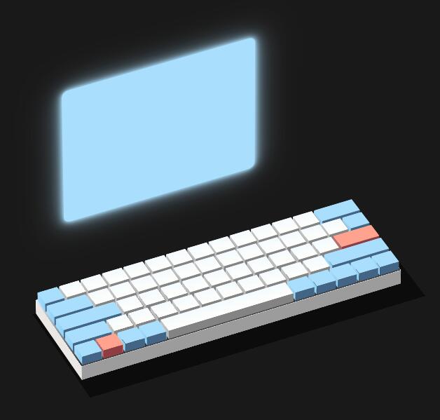 html5css3样式代码绘制3D键盘模型特效