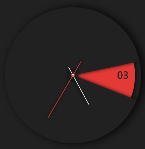 简洁黑红大气时分秒圆盘时钟插件源码下载