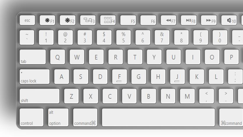 css3 border-radius圆角属性和box-shadow边框阴影属性绘制黑白色键盘
